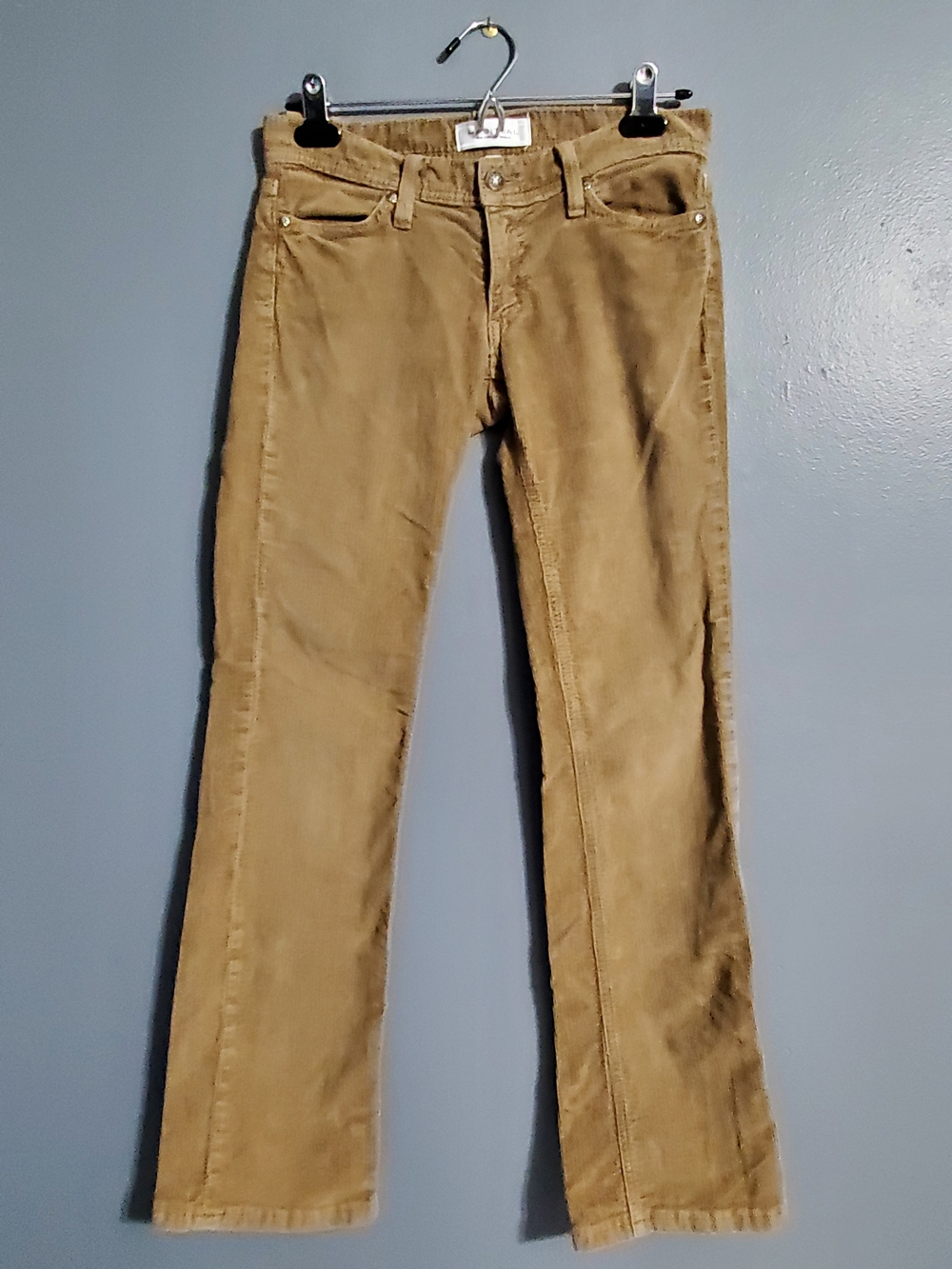 Habitual Tan Corduroy Low Rise Bootcut Pants with Decorative Silver Buttons